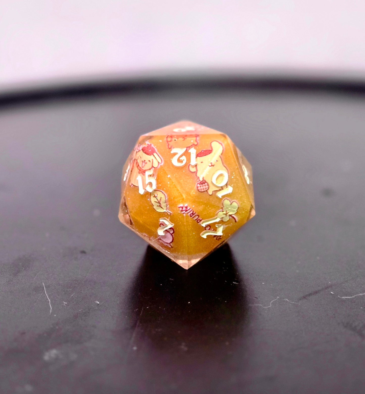 Pompompurin 20mm D20 for D&D and TTRPGs