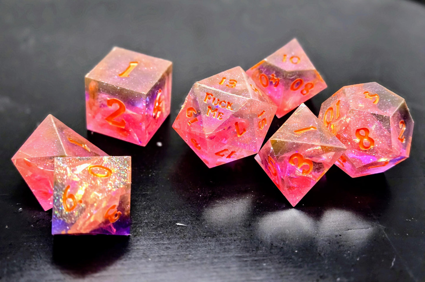 Vaporwave dice set - GLOWS UNDER BLACKLIGHT! Dice for D&D Warhammer 40K Pathfinder