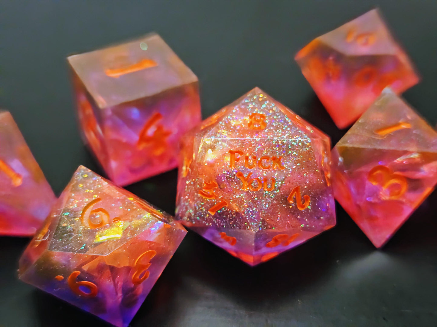 Vaporwave dice set - GLOWS UNDER BLACKLIGHT! Dice for D&D Warhammer 40K Pathfinder