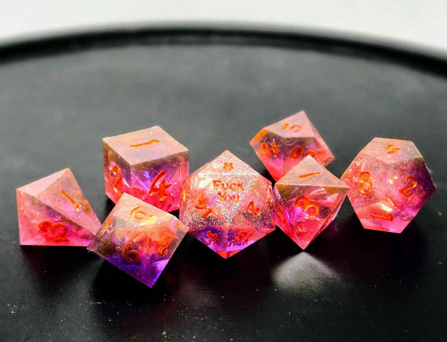 Vaporwave dice set - GLOWS UNDER BLACKLIGHT! Dice for D&D Warhammer 40K Pathfinder