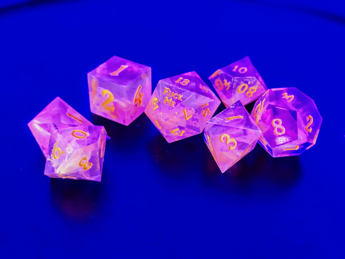 Vaporwave dice set - GLOWS UNDER BLACKLIGHT! Dice for D&D Warhammer 40K Pathfinder
